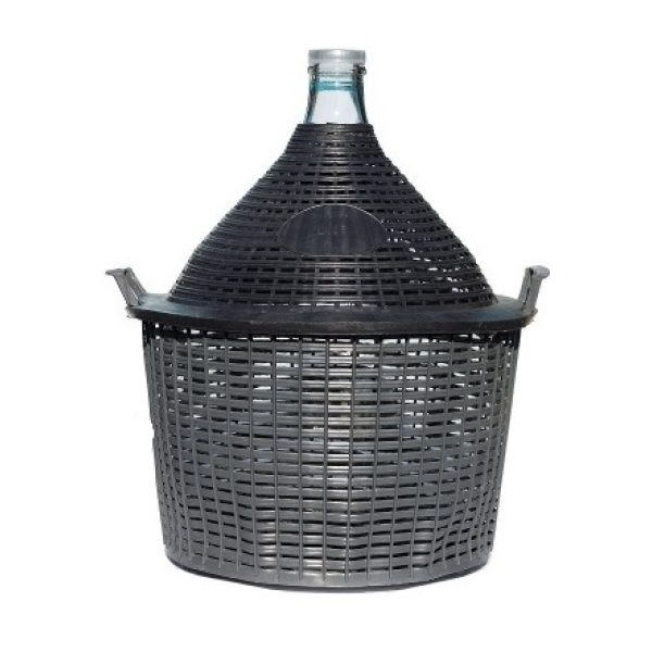 Damigiana Vetro 15 Litri Bocca Larga - Con Cesto E Tappo In Plastica Alimentare